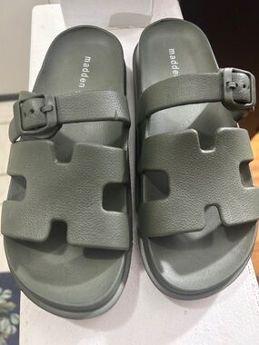 Madden Girl Olive Green Slide Sandals